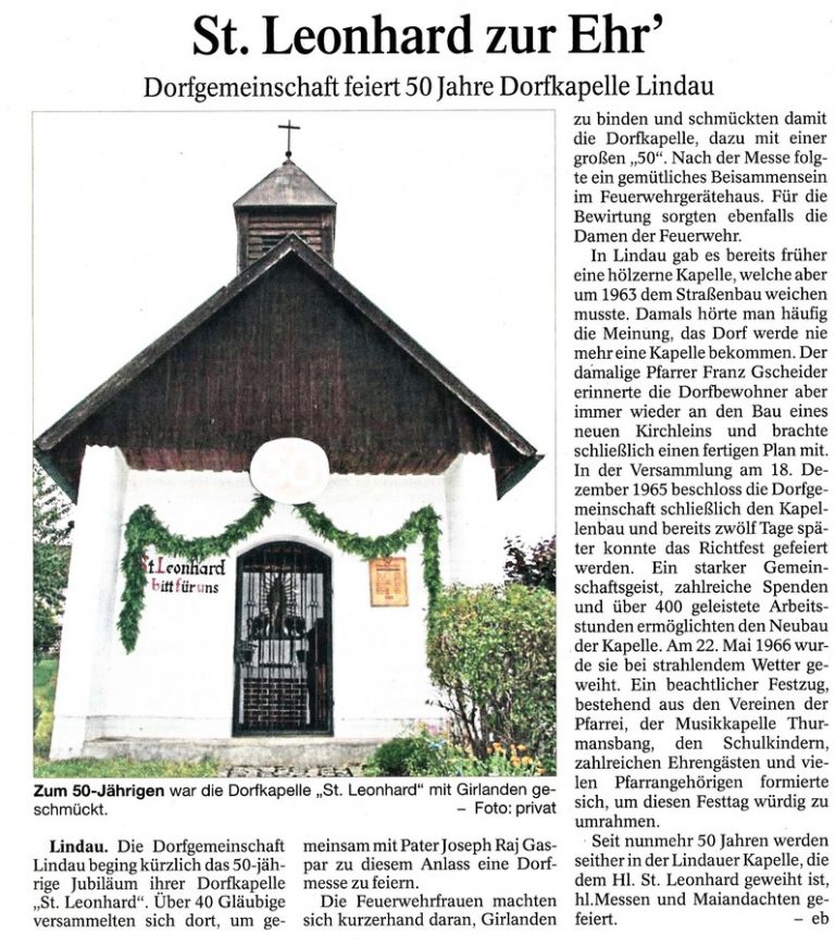 Die Geschichte der Lindauer Dorfkapelle HeiningerHomepage